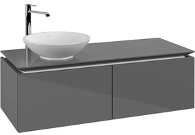 VILLEROY &amp; BOCH Legato závesná skrinka pod umývadlo na dosku (umývadlo vľavo), 2 zásuvky, 1200 x 500 x 380 mm, Glossy Grey, B57900FP