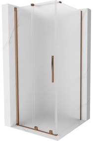 Mexen Velar, sprchový kút s posuvnými dverami 120 x 120 cm, 8mm sklo námraza, ružové zlato, 871-120-120-31-55