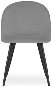 Set troch jedálenských stoličiek BELLO zamatové svetlosivé (čierne nohy) 3ks