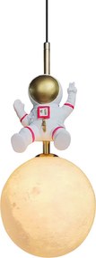 Detské závesné svietidlo Astronaut, 1x biele plastové tienidlo, g