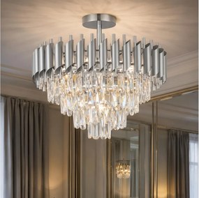 Brilagi - Prisadený luster ECLIPSE 7xE14/10W/230V, priemer 48 cm, strieborný