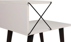 Nočný stolík KIVARO s kovovým detailom, biely