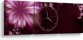 Obraz abstrakcie - kvety (s hodinami) (90x30 cm)