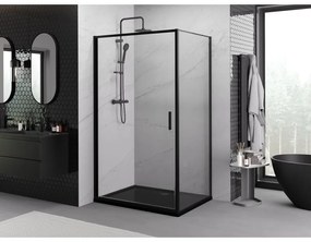 Mexen Exo, sprchovací kút s krídlovými dverami 80 x 100 cm, 6mm číre sklo, čierny profil, 817-080-100-70-00