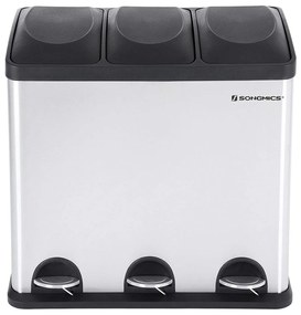 Odpadkový kôš 3 x 18 l strieborno-čierny