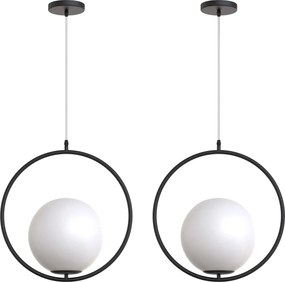 Toolight Toolight, stropné závesné svietidlo, biela sklenená guľa, 1xE27, G110-1W, biela-čierna, OSW-09735
