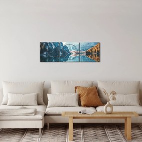 Obraz - Lode na jazere Braies (s hodinami) (90x30 cm)