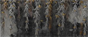 Obraz - Vŕbové vetvičky v čiernom pozadí (120x50 cm)