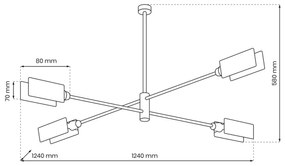 Luster na tyči ASTRA 4xE27/60W/230V čierna