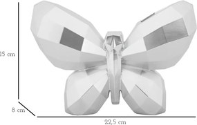 Dizajnová váza Motýľ 22 cm strieborná