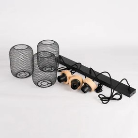 Brilagi - Závesné svietidlo na lanku BASKLITE 3xE27/15W/230V drevo/čierna