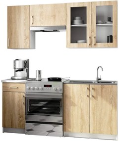 Kuchynská linka LIMA s vitrínou 1.8 m H720 biela / dub sonoma