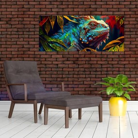 Obraz - Farebný leguán (120x50 cm)