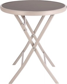 Dekorstudio Záhradný skladací stolík s tvrdeným sklom 60cm – béžový