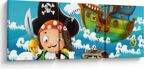 Obraz - Pirátsky poklad (s hodinami) (90x30 cm)