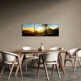 Obraz východu slnka (s hodinami) (90x30 cm)