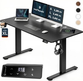 Výškovo nastaviteľný kancelársky stôl FLEXI, 160x75x72-117cm, čierna Casaria