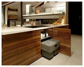 Sivý vstavaný plastový odpadkový kôš na triedený odpad 42 l Block U-Sink 2.0 – Elletipi