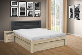 Moderná posteľ ŠÁRKA 200x180cm, LED osvetlenie, elektrické otváranie úložného priestoru farba lamina: dub amalfi