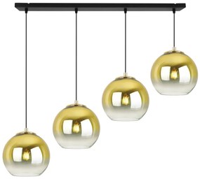 Závesné svietidlo Bergen Gold, 4x zlaté/transparentné sklenené tienidlo (fi 15cm)