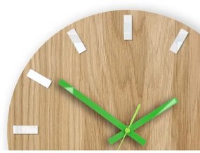 Sammer Nástenné dubové hodiny SIMPLE - biela/zelená 33 cm SimpleWoodWhiteGreen