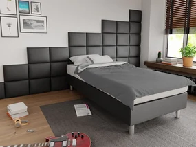 Čalúnená jednolôžková posteľ Estelle B, Dostupné poťahy: ekokoža Soft 011 (čierna), Rozmer postele: 90x200 cm