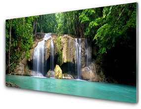 Obraz na skle Vodopád strom príroda 140x70 cm
