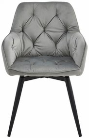 Jedálenská otočná stolička JORK360 zamatová, strieborná (čierne nohy)