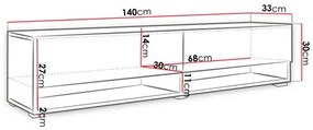 Závesná TV skrinka Adenuk 140 MDF (čierna grafit + rybia kosť čierna) (s LED RGB osvetlením). Vlastná spoľahlivá doprava až k Vám domov. 1106323