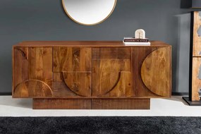 Dizajnová 3D komoda z mangového masívu Art Deco dymová hnedá 170cm