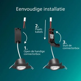 Philips – sada 3 ks stmievateľných podhľadových svietidiel CILANTRO LED, 5 W, 230 V, 2700 K, čierna