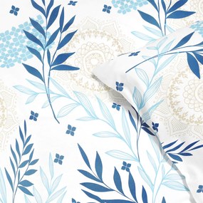 Goldea bavlnené posteľné obliečky deluxe - mandaly s modrými lístkami 140 x 200 a 70 x 90 cm
