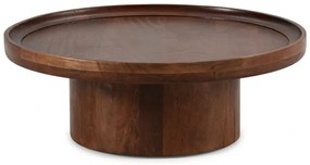 Tmavohnedý okrúhly konferenčný stolík z mangového dreva 80x80 cm Giselle – MOME