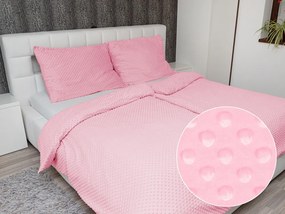Biante Hrejivé posteľné obliečky Minky 3D bodky MKP-035 Svetlo ružové Predĺžené 140x220 a 70x90 cm