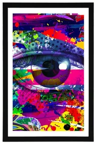 Plagát s paspartou ľudské oko v pop-art štýle - 20x30 silver