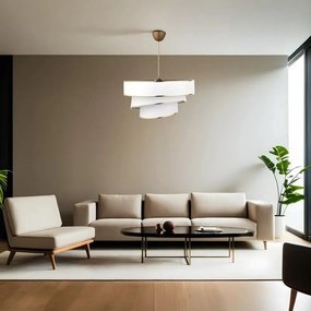 Závesné svietidlo v bielo-zlatej farbe s textilným tienidlom ø 40 cm Couper – Opviq lights