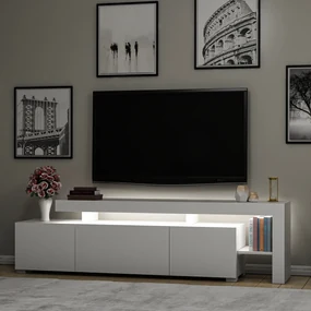TV stolík/skrinka Belize (lesk biely). Akcia -18%. Vlastná spoľahlivá doprava až k Vám domov. 1072527