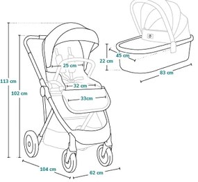 Lionelo - Kombinovaný kočík 2v1 AMBER čierna/strieborná