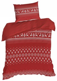 VIANOČNÉ OBLIEČKY Z MIKROVLÁKNA NOEL2 200X220 CM, 2KS 70X80 CM ČERVENÉ