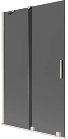 Mexen Velar, 2-krídlová posuvná vaňová zástena 110 x 150 cm, 8mm šedé sklo, brúsená oceľ, 896-110-000-41-97