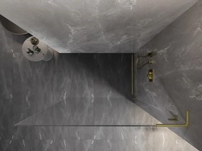 Mexen, Mexen Lunar L sprchová stena pravá 100 x 200 cm, priehľadná 8 mm, zlatý kartáč - 830L-100-000-55-00-P