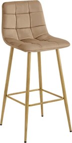 Barová stolička ARCETO zamatová, hnedá / hnedá