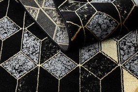 Dywany Łuszczów Behúň Gloss 400B 86 3D geometric black/gold - 80x300 cm