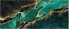Obraz - Petrolejovo-zlaté mramorovanie (120x50 cm)