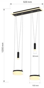 Wofi 6054-502 - LED Stmievateľný luster na lanku JESSE LED/21W/230V čierna