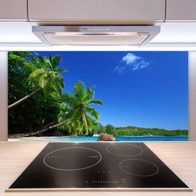 Sklenený obklad Do kuchyne Palma stromy pláž krajina 140x70 cm