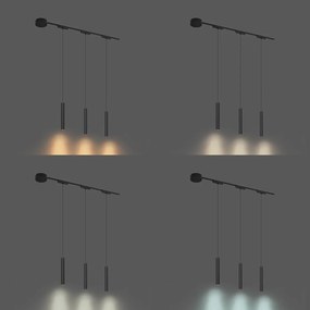 Moderný koľajnicový systém s 3 čiernymi závesnými svetlami 1-fázový - Magnetic Cassie