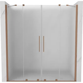 Mexen Velar Duo, posuvné sprchové dvere do otvoru 170 cm, 8mm sklo námraza, medená matná, 871-170-000-32-65