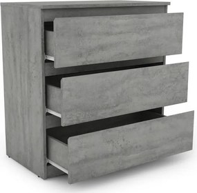 Zásuvková komoda Carlos 753S, šedý beton, výška 80 cm