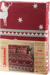 VIANOČNÉ RENFORCÉ OBLIEČKY OSLO 200X220 CM, 2 KS 70X80 CM VZOROVANÉ